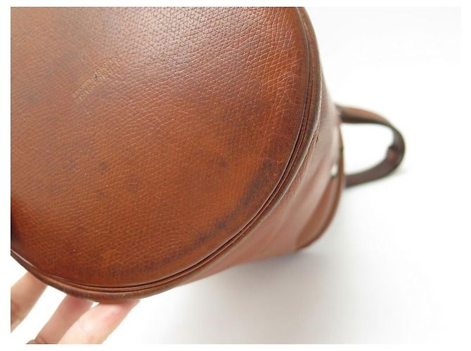 Mangeoire Hermès VINTAGE HERMES EIMER FEEDER EIMER 1950 EPSOM LEDER + NAPOLEON TASCHE SCHAL Braun - Ansicht 7
