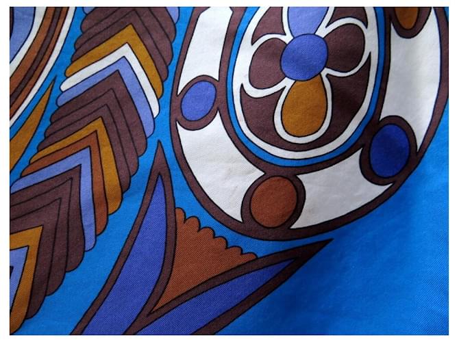 Hermès SCIARPA HERMES FOLKLORE DI HENRI D'ORIGNY SETA BLUE SQUARE 140 Sciarpa seta - vista 10