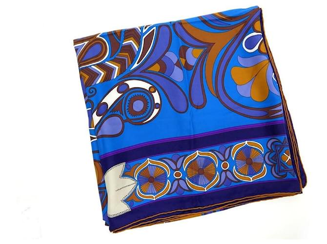 Hermès SCIARPA HERMES FOLKLORE DI HENRI D'ORIGNY SETA BLUE SQUARE 140 Sciarpa seta - vista 11