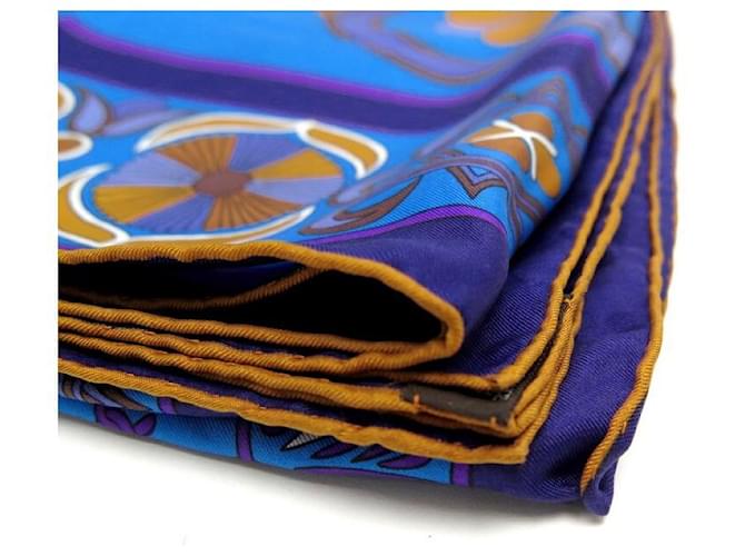 Hermès SCIARPA HERMES FOLKLORE DI HENRI D'ORIGNY SETA BLUE SQUARE 140 Sciarpa seta - vista 12