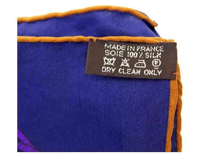 Hermès SCIARPA HERMES FOLKLORE DI HENRI D'ORIGNY SETA BLUE SQUARE 140 Sciarpa seta - vista 13