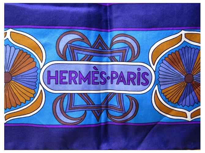Hermès SCIARPA HERMES FOLKLORE DI HENRI D'ORIGNY SETA BLUE SQUARE 140 Sciarpa seta - vista 3