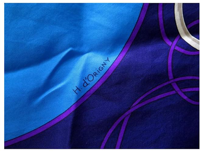 Hermès SCIARPA HERMES FOLKLORE DI HENRI D'ORIGNY SETA BLUE SQUARE 140 Sciarpa seta - vista 4