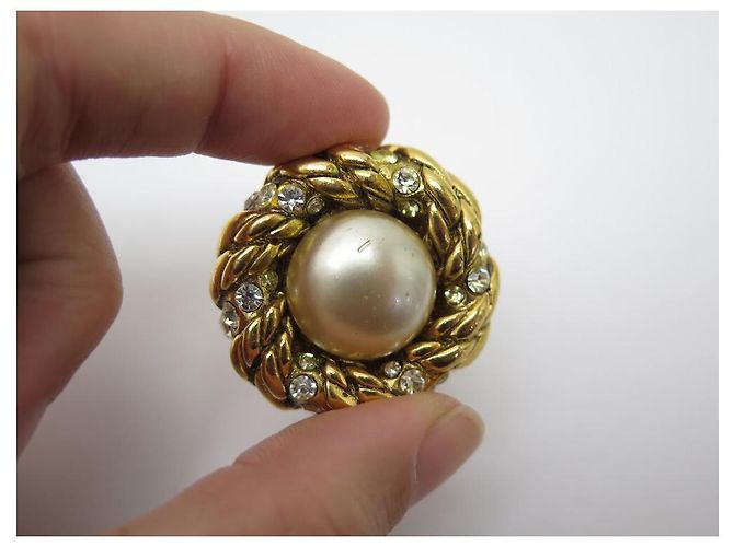 PÉROLAS VINTAGE CHANEL E BRINCOS STRASS 1984 POR CASTELLANE EARRINGS Dourado - vista 5
