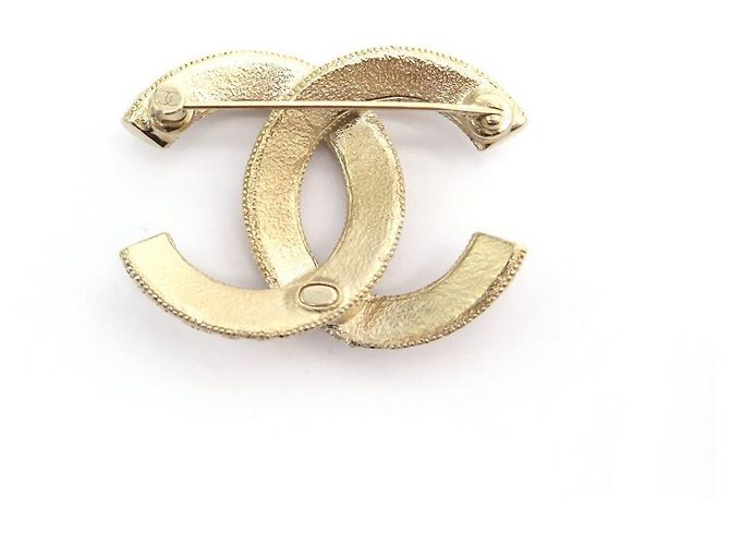 NEUES CHANEL LOGO CC & STRASS AB BROSCHE5207 IN GOLD METALL NEUE GOLDENE BROSCHE - Ansicht 3
