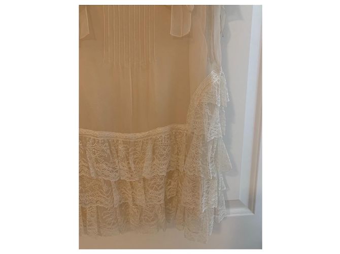 Christian Dior Chiffon Spitze Mini Kleid Weiß - Ansicht 2