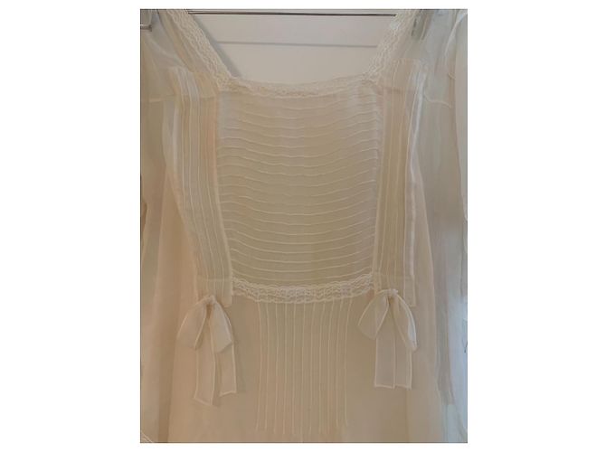 Christian Dior Chiffon Spitze Mini Kleid Weiß - Ansicht 4