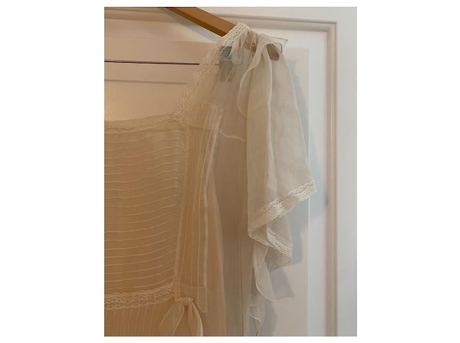 Christian Dior Chiffon Spitze Mini Kleid Weiß - Ansicht 5