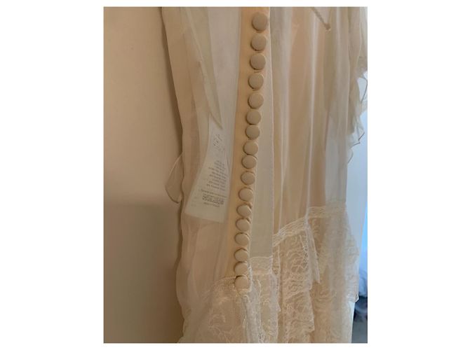 Christian Dior Chiffon Spitze Mini Kleid Weiß - Ansicht 6