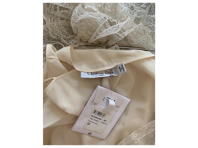 Christian Dior Chiffon Spitze Mini Kleid Weiß - Ansicht 7