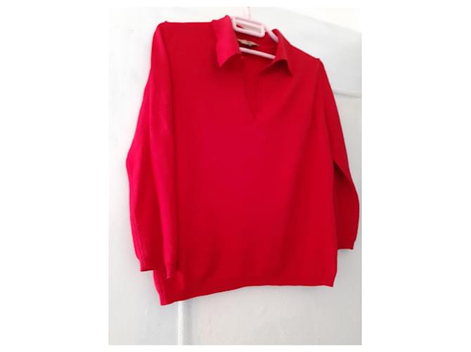Irene Van Ryb Merinowolle Pullover Rot - Ansicht 3