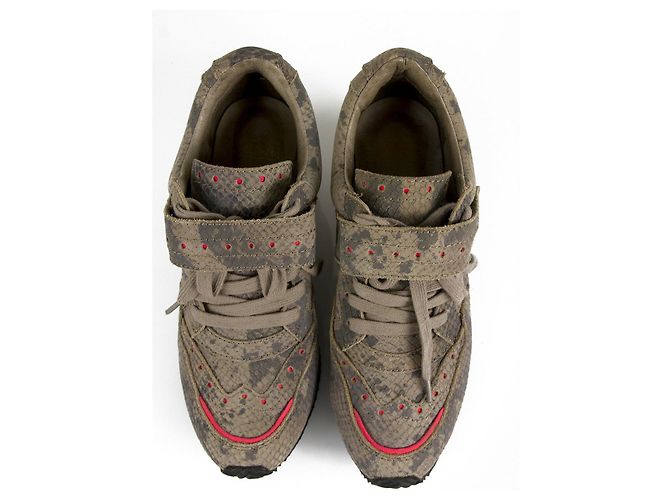 Ash Baskets en cuir gris cendré motif peau de serpent à bordure rose Baskets compensées Chaussures 40 - vue 2
