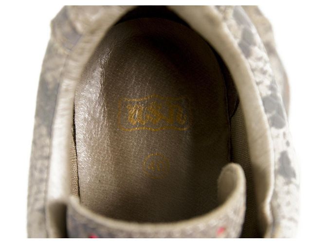 Ash Baskets en cuir gris cendré motif peau de serpent à bordure rose Baskets compensées Chaussures 40 - vue 8