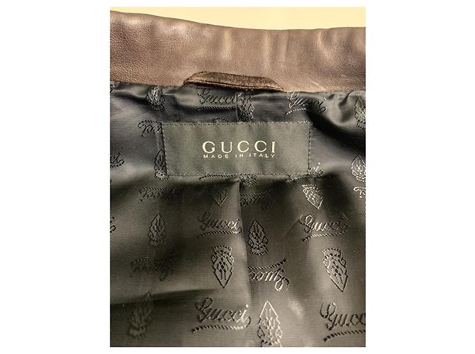 Gucci Giacca in pelle scamosciata marrone - vista 4