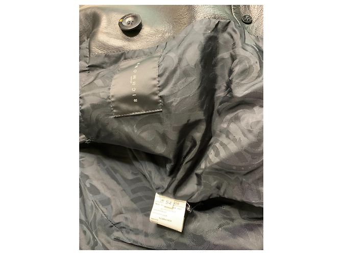 John Richmond Herren Lederjacke Schwarz - Ansicht 2