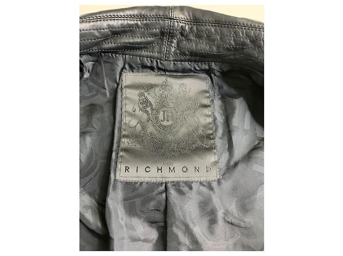 John Richmond Herren Lederjacke Schwarz - Ansicht 3