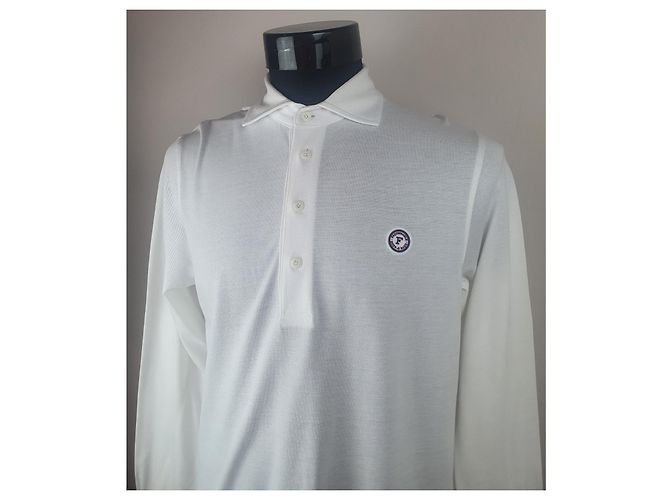 Façonnable Langarm Poloshirt aus Baumwolle Weiß - Ansicht 2