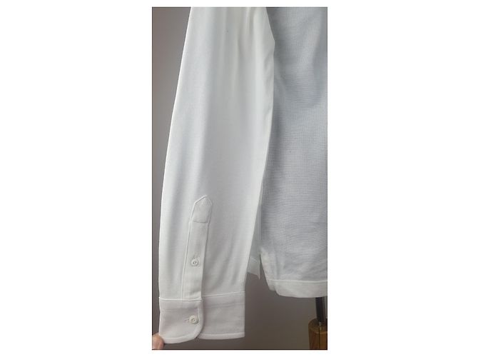 Façonnable Langarm Poloshirt aus Baumwolle Weiß - Ansicht 4