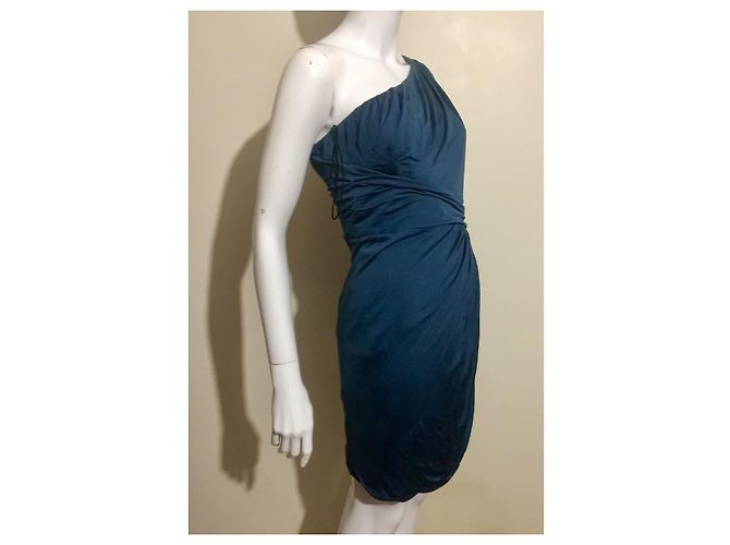 Zac Posen Z Spoke Asy silk drape dress NEW Blue Green - view 2