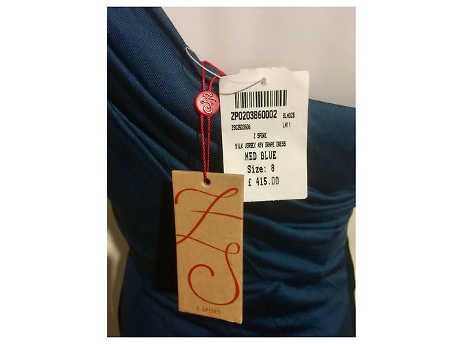 Zac Posen Z Spoke Asy silk drape dress NEW Blue Green - view 4
