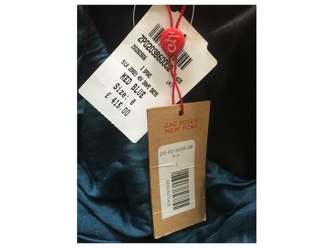 Zac Posen Z Spoke Asy silk drape dress NEW Blue Green - view 6