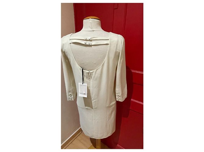 Vestido Tara Jarmon Crema Lana y Viscosa 36 - vista 2