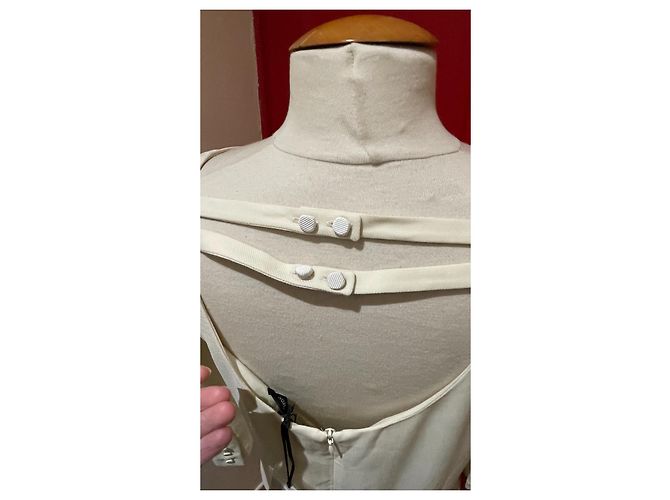 Vestido Tara Jarmon Crema Lana y Viscosa 36 - vista 4