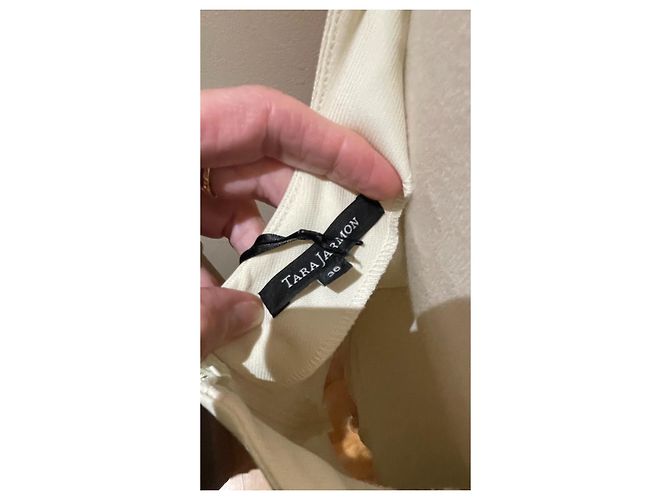 Vestido Tara Jarmon Crema Lana y Viscosa 36 - vista 5
