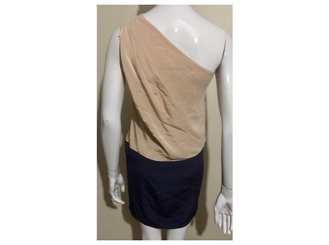 Acne Studios Atlantis Seidenkleid 2 Ton Pink Fleisch Marineblau - Ansicht 2