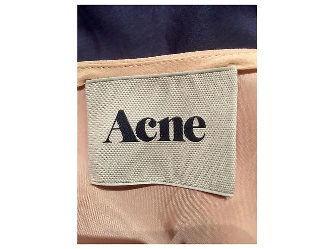 Acne Studios Atlantis Seidenkleid 2 Ton Pink Fleisch Marineblau - Ansicht 4