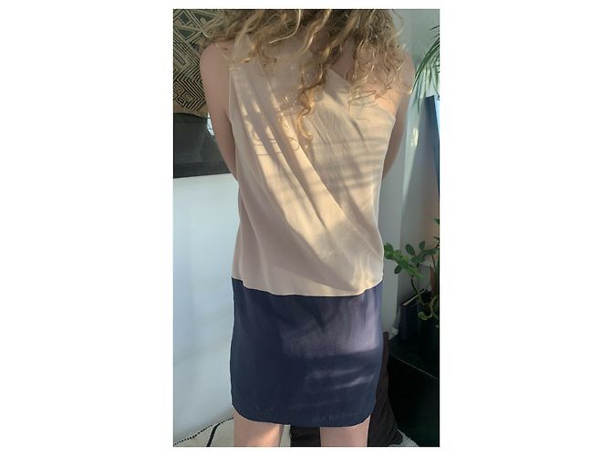 Acne Studios Atlantis Seidenkleid 2 Ton Pink Fleisch Marineblau - Ansicht 6