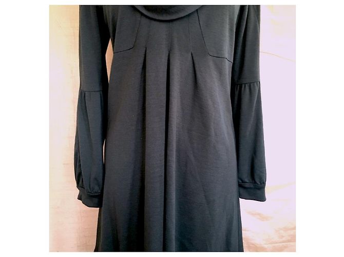 Diane Von Furstenberg DvF Bilboa Wollkleid mit Wasserfallausschnitt Schwarz - Ansicht 3