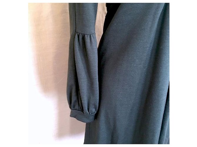 Diane Von Furstenberg DvF Bilboa Wollkleid mit Wasserfallausschnitt Schwarz - Ansicht 4