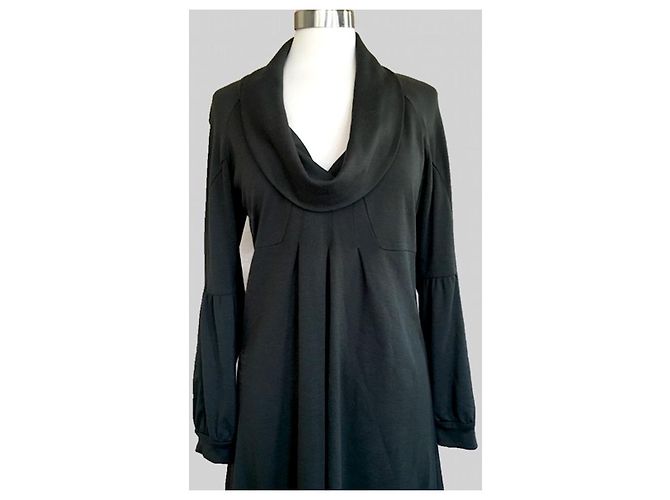 Diane Von Furstenberg DvF Bilboa Wollkleid mit Wasserfallausschnitt Schwarz - Ansicht 5