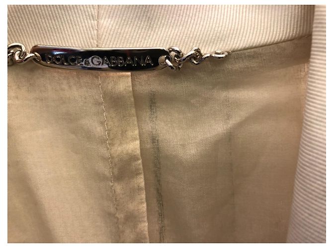 Dolce & Gabbana Levita de seda beige 42 Blanco roto - vista 3