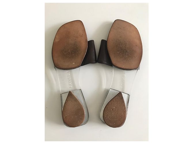 Chanel Ciabatte in pelle e acrilico Marrone - vista 6