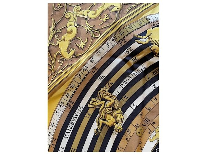 Sciarpa di seta Hermès Giorni e orari 90x90 Beige - vista 3