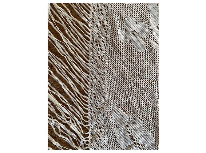 Autre Marque Embroidered Openwork Shawl Eggshell - view 3