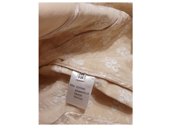 Americana Abrigo Largo Blumarine Beige Bordado Floral Algodón - vista 8