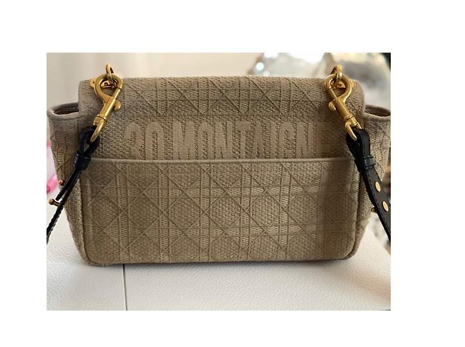 Bolsa de mão Christian Dior Grand Caro Bege de algodão - vista 2