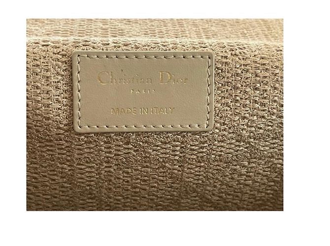 Bolsa de mão Christian Dior Grand Caro Bege de algodão - vista 3