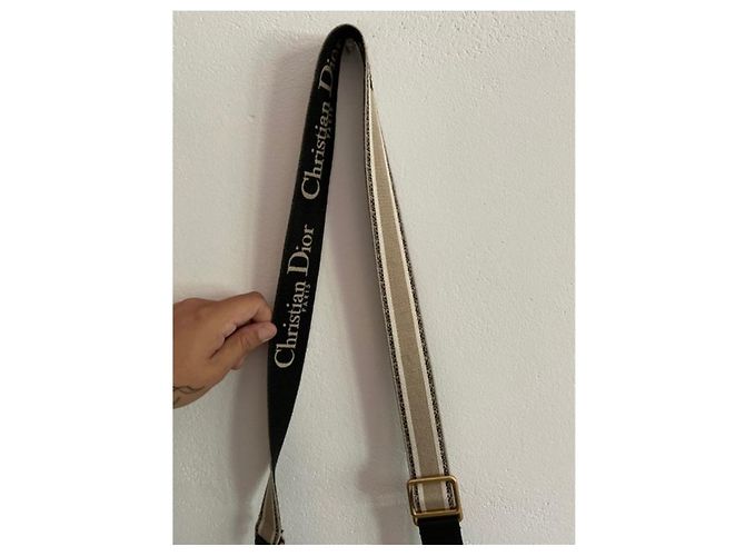 Bolsa de mão Christian Dior Grand Caro Bege de algodão - vista 4