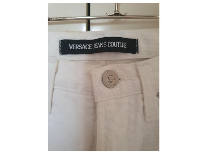 Pantalones acampanados Versace de algodón blanco - vista 4