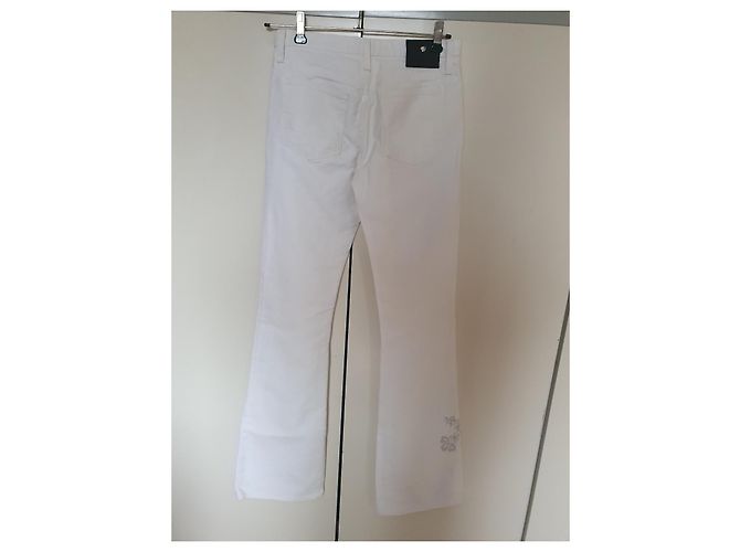 Pantalones acampanados Versace de algodón blanco - vista 5