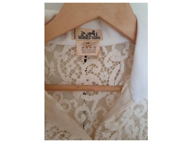 Autre Marque Spitzenbluse Baumwolle Farbe Eggshell Größe 38 Aus weiß - Ansicht 2