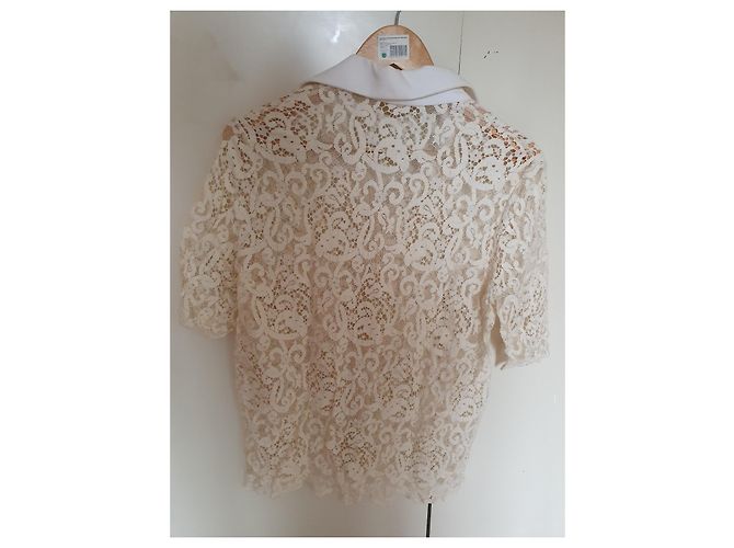 Autre Marque Spitzenbluse Baumwolle Farbe Eggshell Größe 38 Aus weiß - Ansicht 3