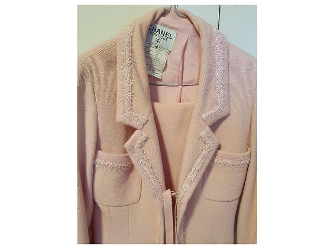 Chanel Rockanzug Rosa Wolle Größe 42 Pink - Ansicht 8