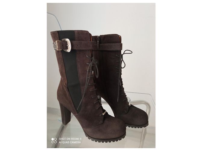 Botas Pinko Marrón de Piel de Ciervo Marrón oscuro - vista 3