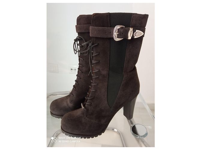 Botas Pinko Marrón de Piel de Ciervo Marrón oscuro - vista 4