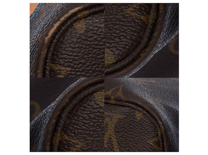 Hervorragende Louis Vuitton Neverfull GM Tote aus individuellem Monogramm Canvas "Bip Bip le Coyotte" Braun - Ansicht 10